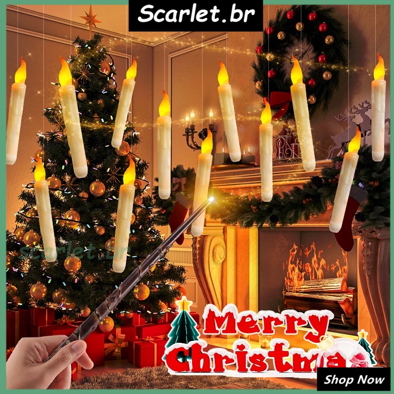 12Pcs Velas Flutuantes Com Mágicas De Leds Bateria Cintilante Operadas A Para O Natal De Halloween