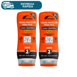 Kit 2 Creme De Proteção Luva Química Grupo 3 Nutriex 200g Camada Invisivel Para As Mãos e Pele Água Oleo Pintura G3