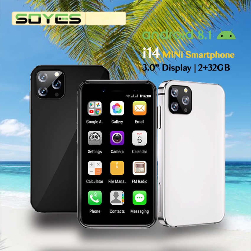 Soyes i14 Mini Smartphone 3.0'Display Android 8.1 Quad Core WCDMA 2GB RAM 32GB ROM Dual SIM Standby Câmera De 5MP Telefone Celular Pequeno