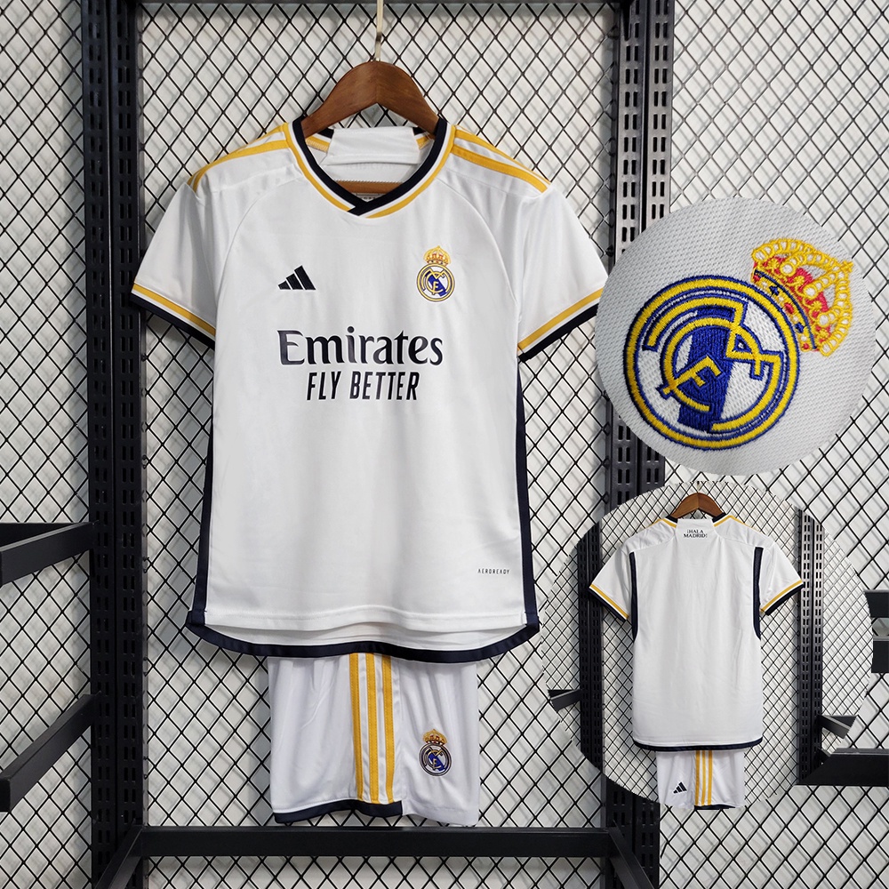 2023/24 Infantil Kit Camisa de Time Madrid I Camisa de Futebol