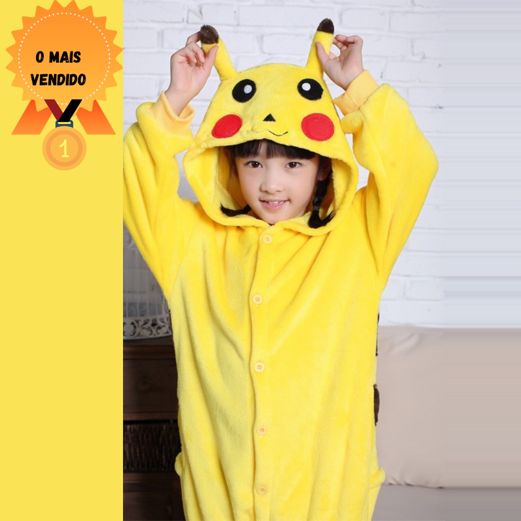 Pikachu Pokemon Fantasia Pijama Kigurumi Macacão Roupa Infantil Anime  Cosplay Desenho- Fantasy | Shopee Brasil