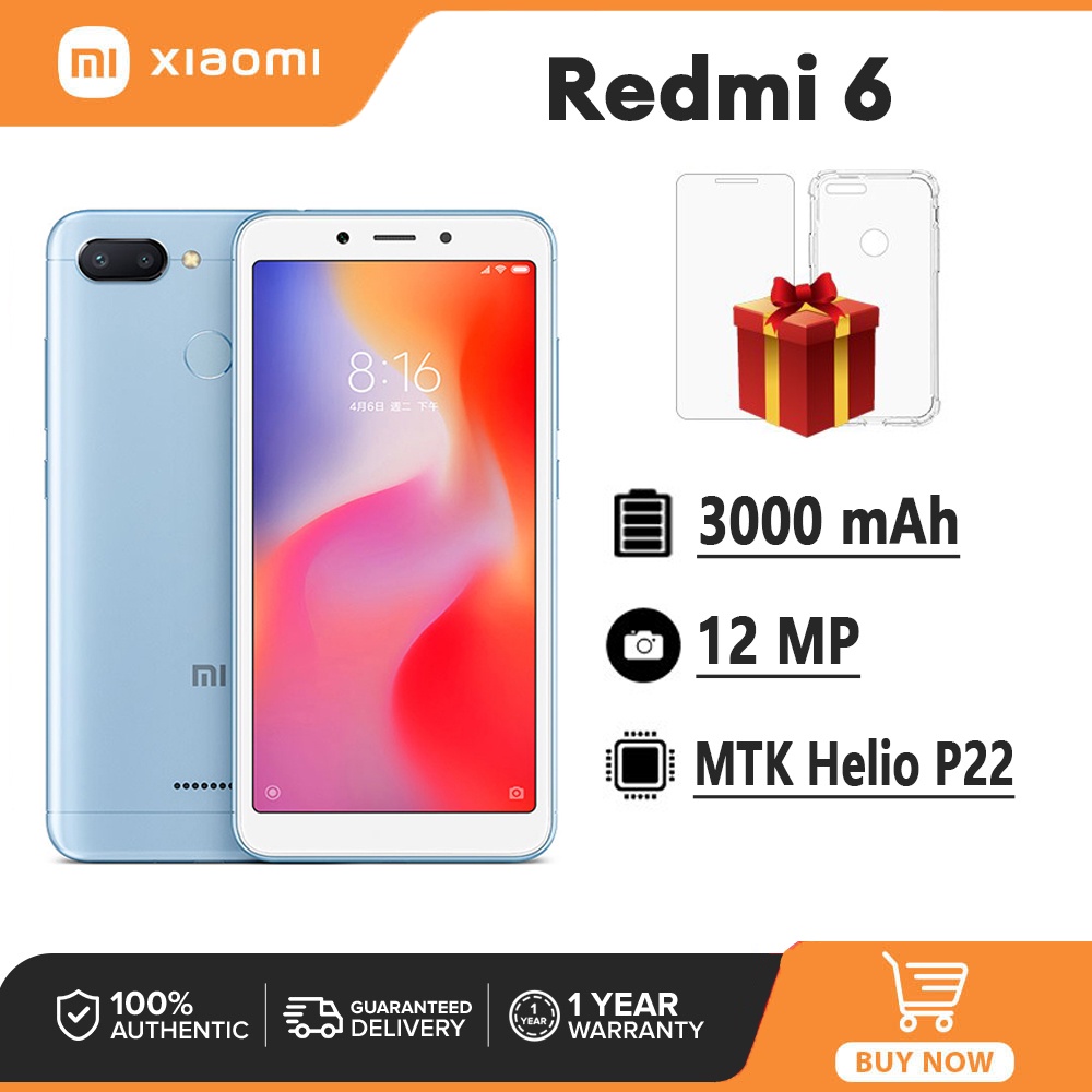 Smartphone Xiaomi Redmi 6 32GB/64GB 2a Mão 90 % Novo Olhar Celular Googleplay Android Desbloquear Face MT6762 Helio P22 EU PLUG