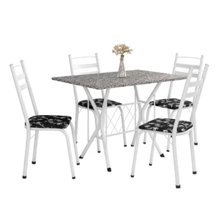 Conjunto De Mesa Itália Com 4 Cadeiras 1,20m Artefamol Branco/ Granitado