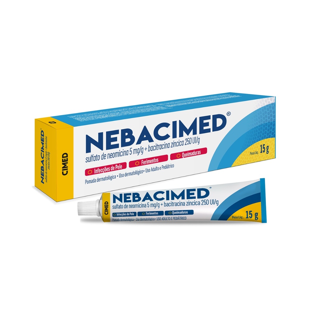Nebacimed Pomada Bisnaga 15g para ferimentos, queimaduras e infecções ...
