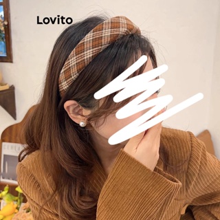Lovito Tiara Vintage Argyle Colorblock Geométrica Redonda Mirador Ventos Estilo Colegial Com Margem Larga Para Mulheres LFA10124