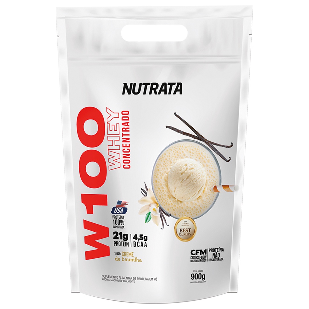 100% Whey Protein Concentrado W100 900g Refil – Nutrata