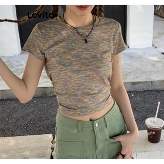 Lovito Camiseta Feminina Elegante Com Recorte Camuflado E Amarração Nas Costas LNE42056