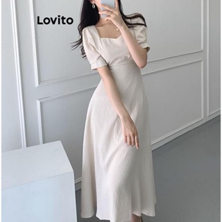 Lovito Vestido Básico Liso Elegante Para Mulheres LNE42197