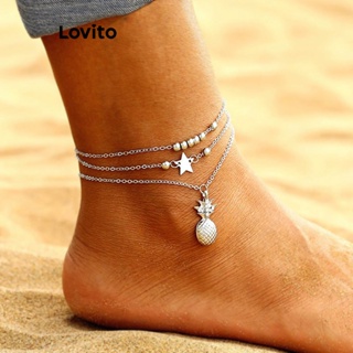 Lovito Tornozeleira Casual De Metal Com 3 Peças De Frutas E Vegetais Para Mulheres LFA11097