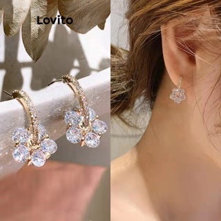 Lovito Elegantes Flores De Strass Florais 925 Brincos De Zircão De Prata Para Mulheres LFA11438