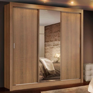 Guarda Roupa Casal Madesa Lyon 3 Portas de Correr com Espelho 2 Gavetas em Oferta na Shopee