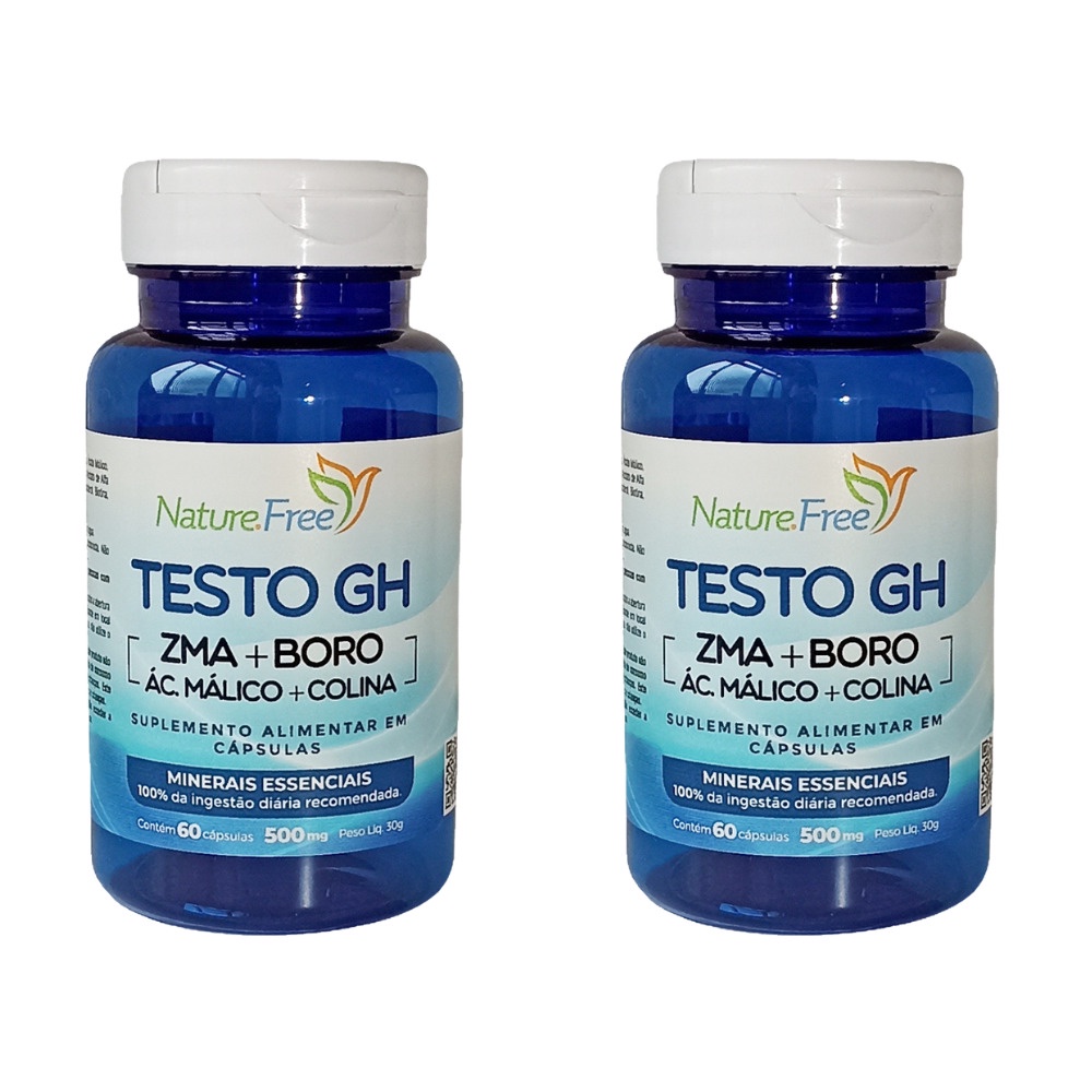 Kit 2 Testo Gh (Zma + Boro + Ác. Málico + Colina) 60 Cápsulas 500mg ...