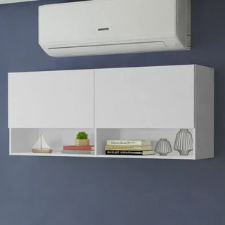 Armário Aéreo para Escritório com Nicho e Prateleira 120cm Branco Madesa em Oferta na Shopee