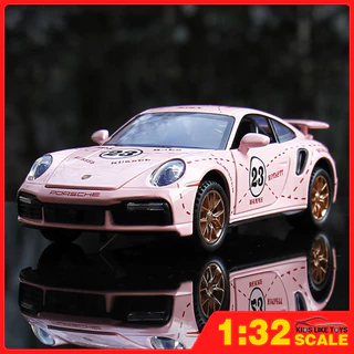 KLT 1 : 32 Porsche 911 Turbo S Metal Alloy Toys Car Modelo De Carro De Liga Metálica Diecast Veículo Para Meninos Simulação De Som Efeito De Luz Coleção De Hobbies Presentes