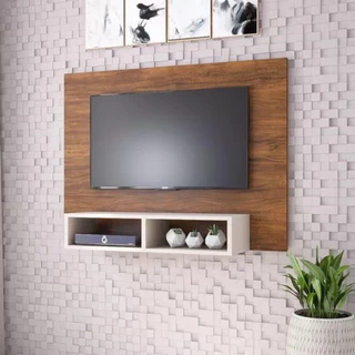 PAINEL VIERO COMPACT IMBUIA-OFF WHITE COM NICHO (20574) em Oferta na Shopee