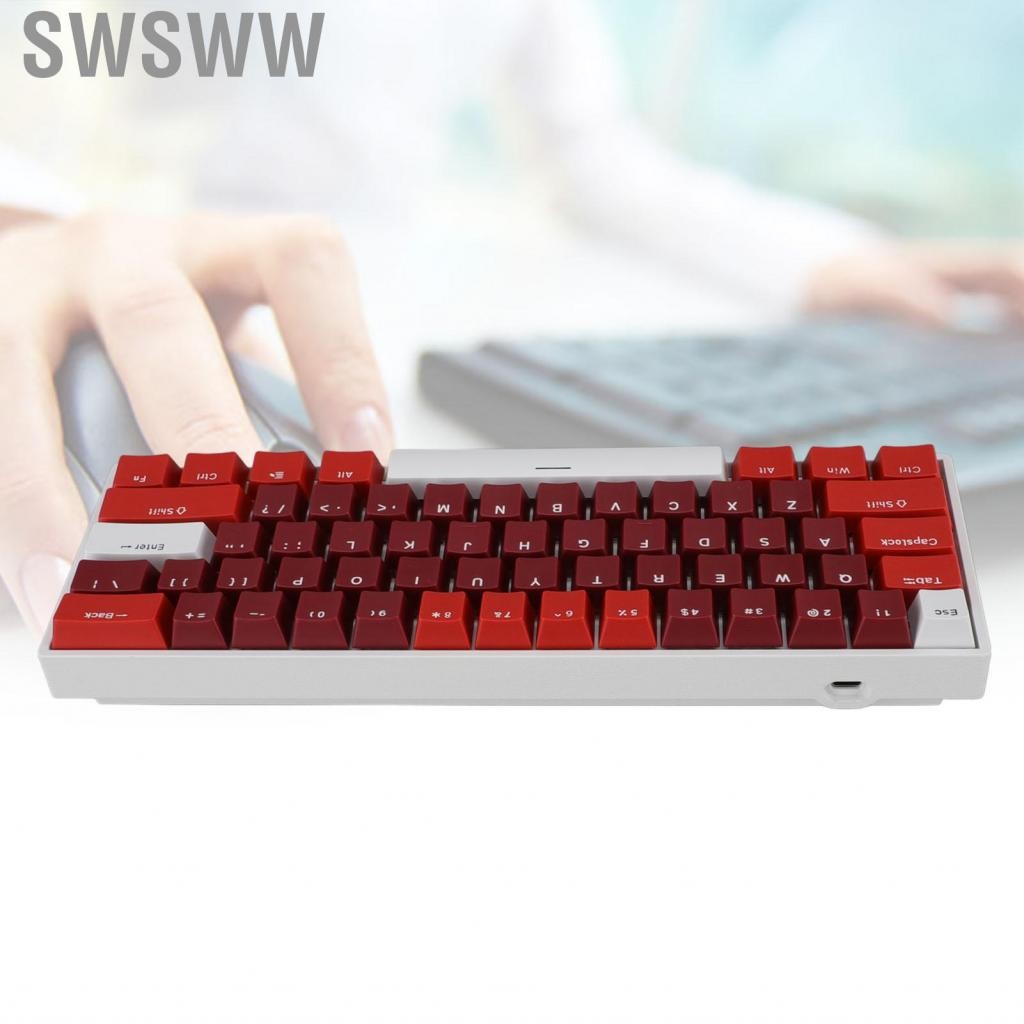 Swsww 61 Key Mechanical Keyboard 60 Percent Hot Swappable RGB Backlit ...