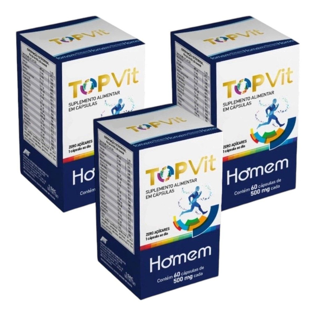 Kit Top Vit Homem 3 Caixas 60 Cápsulas Cada | Shopee Brasil