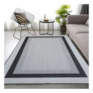 Tapete Para Sala Sisal Quarto 1,50 X 2,00 Cinza Preto Antiderrapante Lancer