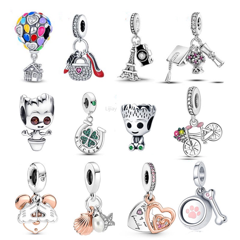 LI Berloque Nova Bolsa De Prata 925 Encantos Para Pulseira Acessórios