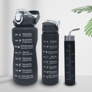 Kit 3 Garrafa Agua Squeeze Galão Com Adesivos Lembretes beber Agua Pretas