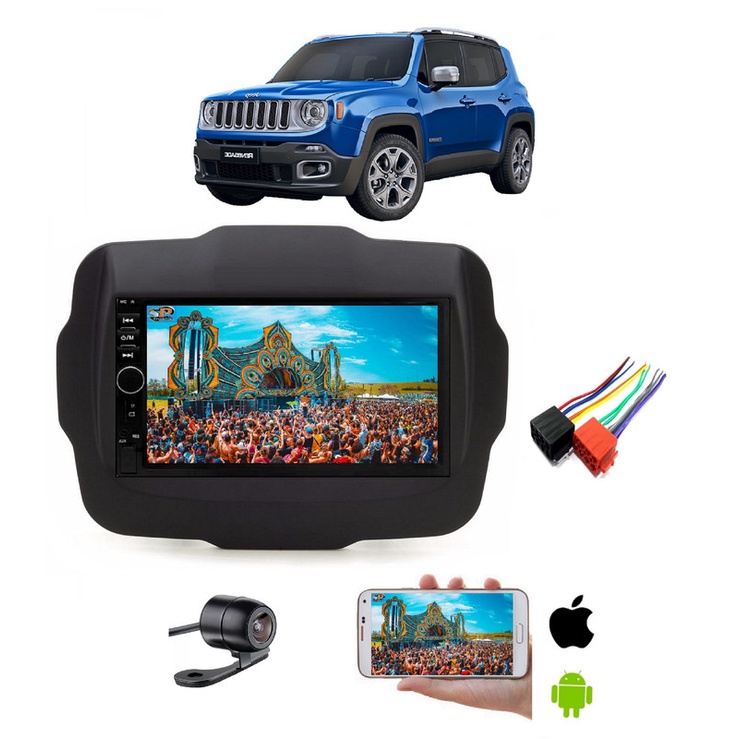 Mp5 Central Multimidia Moldura Jeep Renegade PCD + Camera | Shopee Brasil