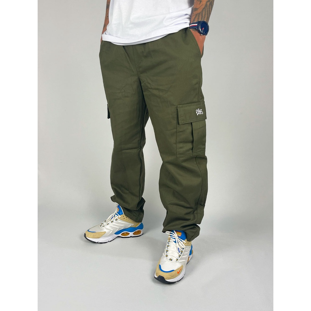 Calça Cargo Sarja Vizu07 Logo Vazado - Verde
