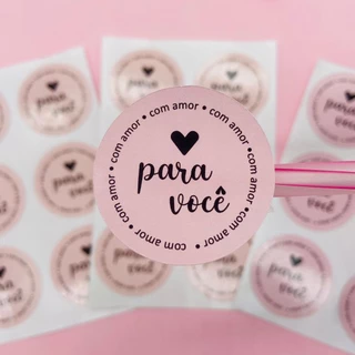 Adesivo Lacre de Segurança Etiqueta Com amor para você rosa