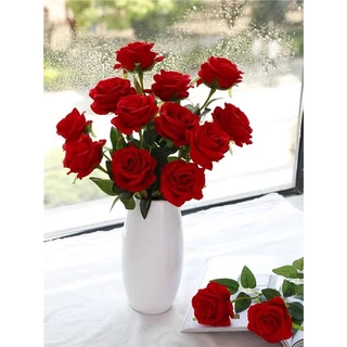 Rosas Artificiais Vermelhas Decoração Enfeite Casa 5 flores Ou 1 flor