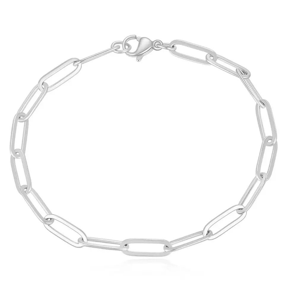 Pulseira cadeado fina aço inox cirúrgico legitimo prata