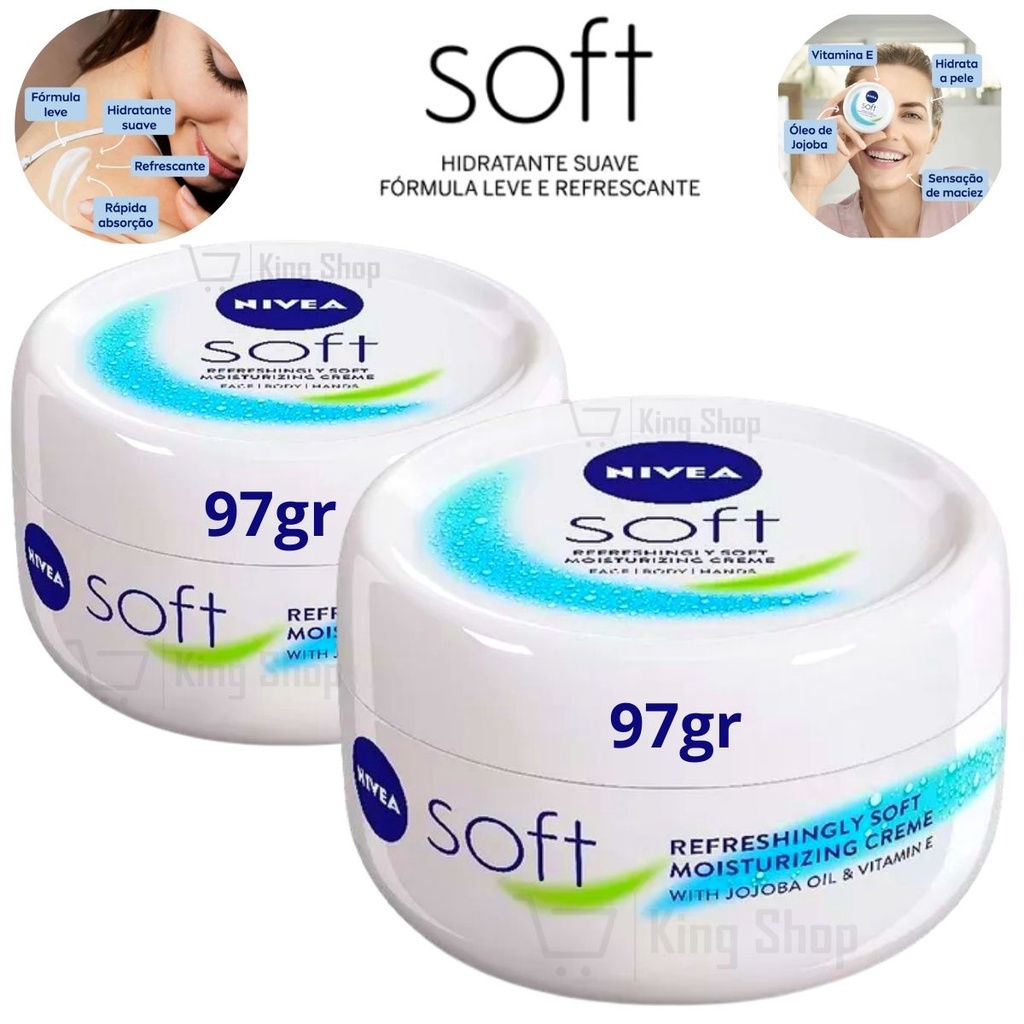 Creme Nivea Hidratante Pote Soft Corpo e Rosto Kit C/ 2 97gr | Shopee ...