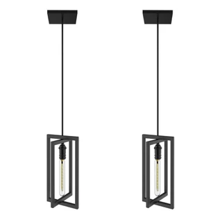 Kit 2 Pendentes Luminárias Moderna Industrial Preto