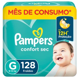 Fralda Pampers Confort Sec Jumbo Plus G com 128un em Oferta na Shopee