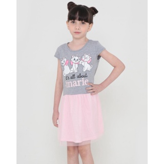 Vestido Infantil Gata Marie Disney Cinza Claro