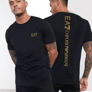 Alta Qualidade Do Mesmo Logotipo vertical AMN Da Moda casual De Algodão Puro EA7 De , Impressão De Etiqueta De Camiseta De Manga Curta Grande + Pendurar