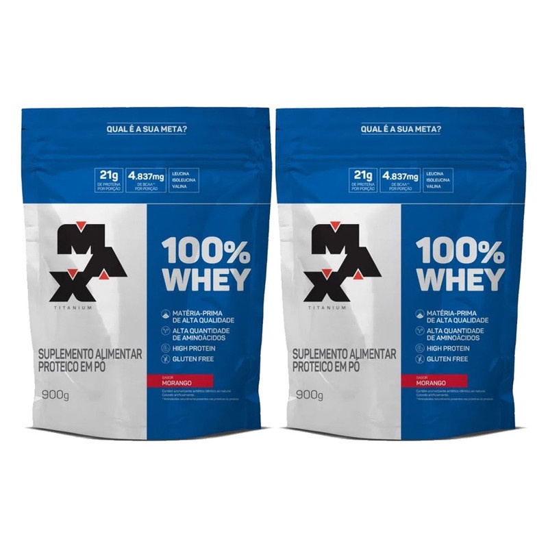 Kit 2x Whey Max Titanium 100% – Refil 900g – Morango