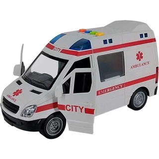 Mini Veículo Ambulância Resgate Com Luz e Som - Shiny Toys