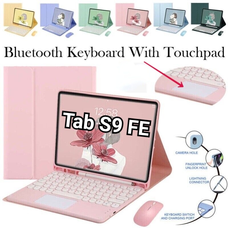 Com Toucpad Para Samsung Galaxy Tab S9 FE 10.9 SM-X510 X516B Mouse Sem Fio Bluetooth Capa Da Caixa De Couro Do Teclado