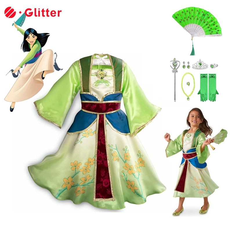 Costume Principessa Mulan Per Bambina - Hanfu Cinese, Blu, Per Halloween E Feste - Foto 13