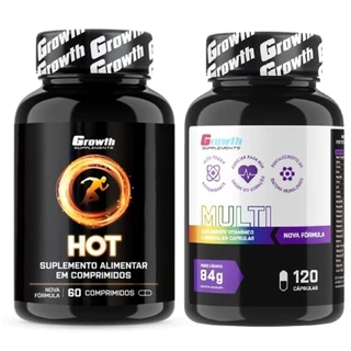 Hot Termogênico 60 Cap + Multivitaminico 120 Caps Growth