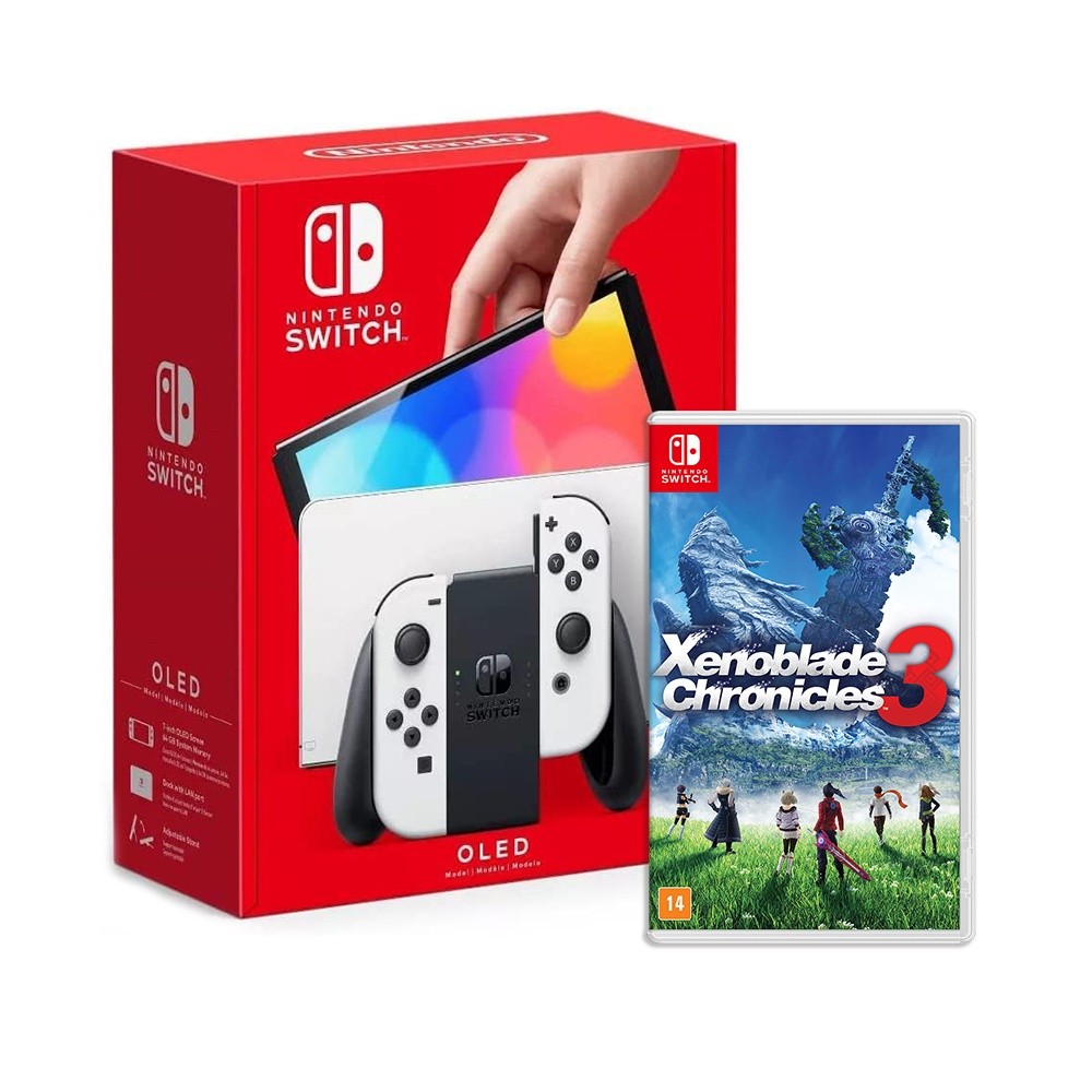 Console Nintendo Switch Oled Branco + Jogo Xenoblade Chronicles 3