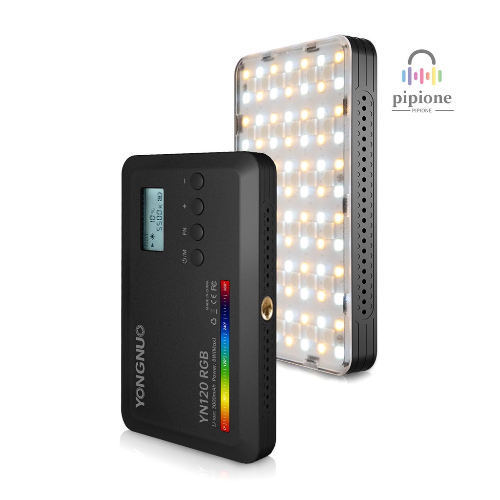 YONGNUO YN120 Lâmpada Fotográfica RGB De 8W De Bolso LED Bicolor Vlog Light 2500K-9900K Temperatura De Cor Regulável Com Tela LCD 0.96in 120 Contas Came-1223