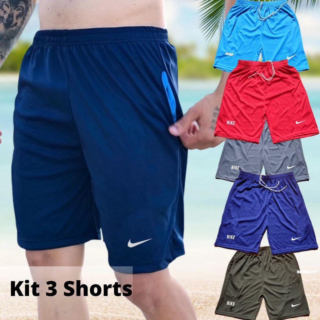 Kit 3 Shorts Masculino Praia Academia Bermuda Promoção