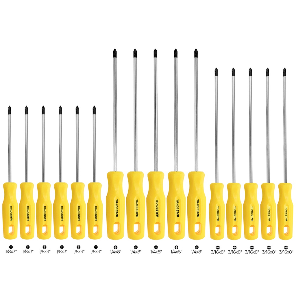 Kit Jogo Chave Phillips 16 Pçs Magnética CRV Tradestar