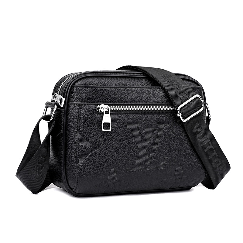 Saco De Mensageiro Masculino Multicamadas De Ombro Quadrado Preto