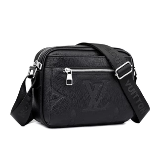 Saco De Mensageiro Masculino Multicamadas De Ombro Quadrado Preto