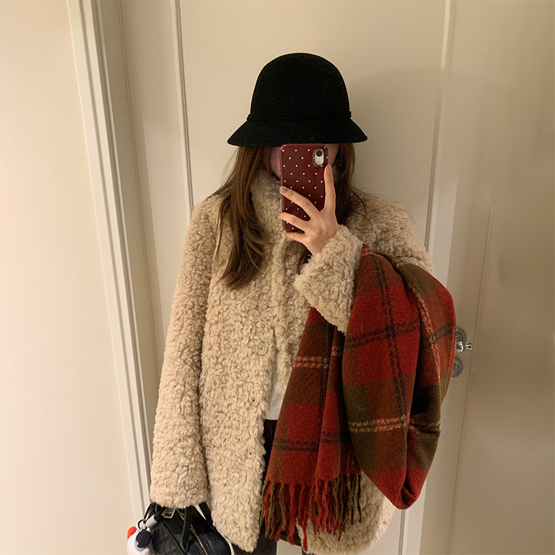 Inverno simples à prova de frio cachecol verificado casal masculino ...