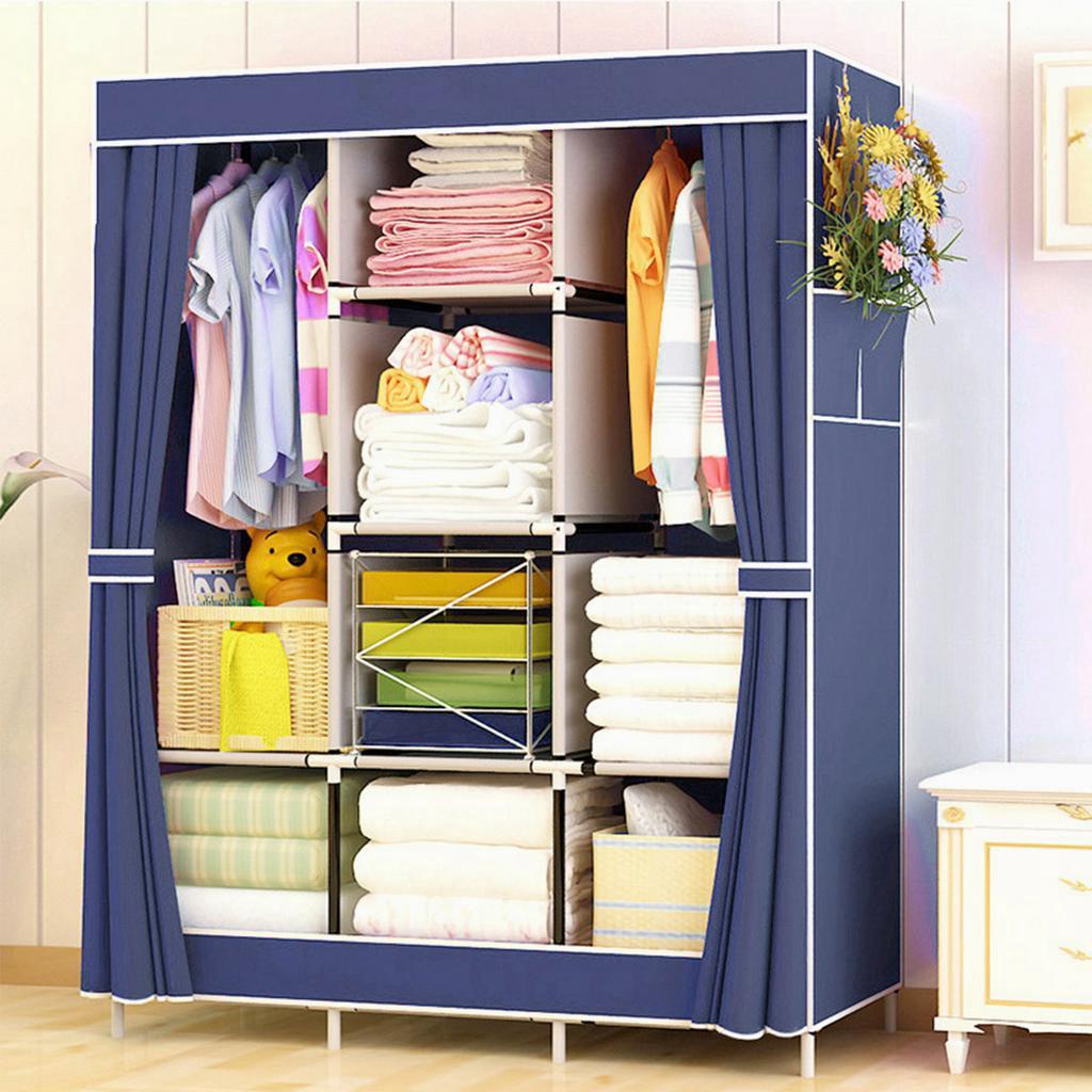 Guarda Roupa Dobrável Organizador De Roupas Cor：Azul