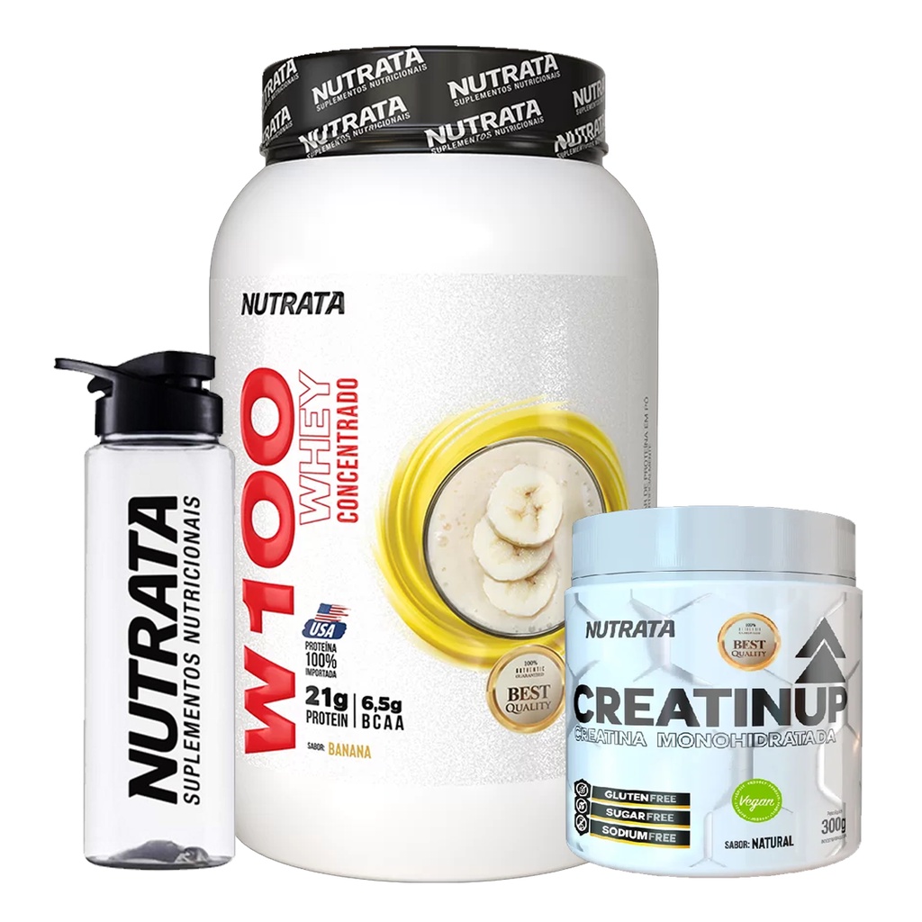 W100 Whey Nutrata Banana 900g + Creatina Nutrata 300g