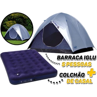 Kit Barraca Camping 5 Lugares C/ Colchão Casal Acampamento