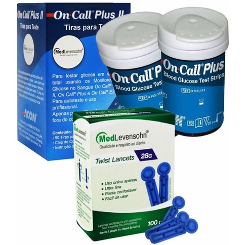 Kit 200 Tiras On Call Plus 2 + 200 Lancetas Medlevensohn | Shopee Brasil